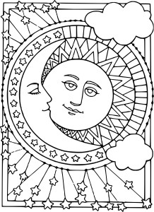 coloriage lune et etoile