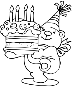 Bear With A Birthday Cake coloring page - free printable coloring pages ...