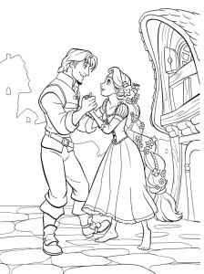 Coloriage Raiponce et Flynn Rider à imprimer