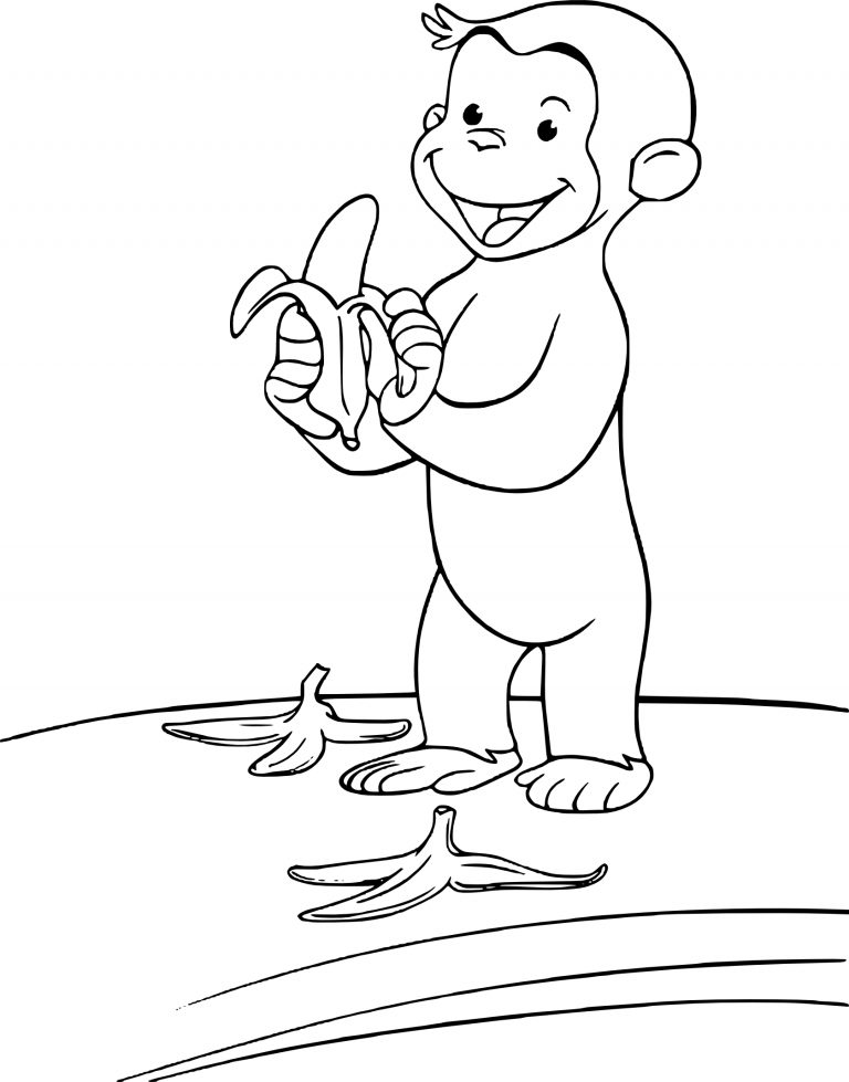 Monkey With A Banana coloring page - free printable coloring pages on ...