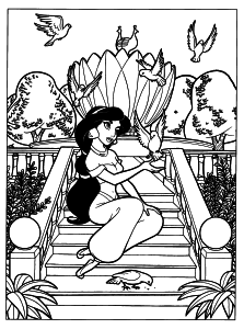 Coloriage de Jasmine Aladdin à imprimer