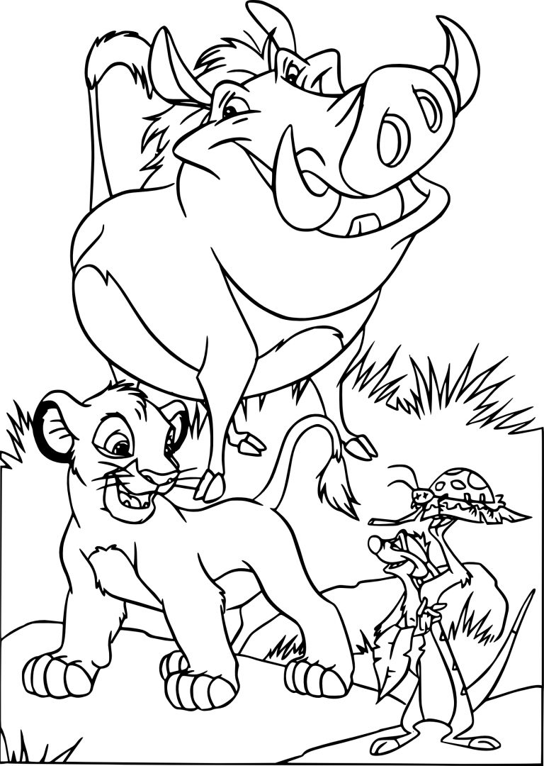 Pumba Simba Timon coloring page - free printable coloring pages on ...