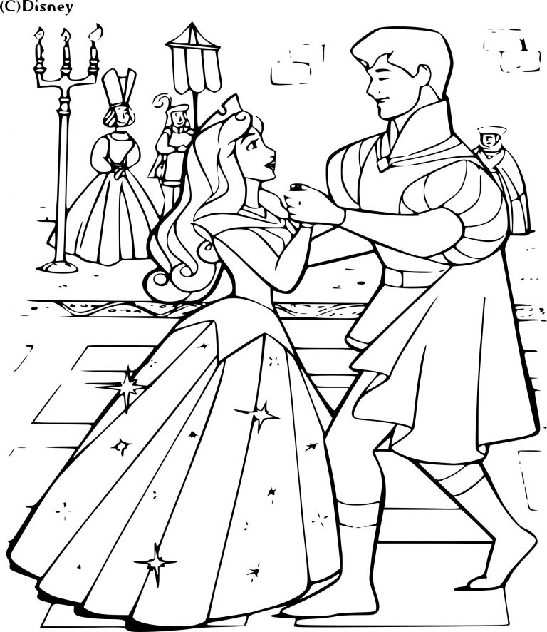 Aurora And The Prince coloring page - free printable coloring pages on ...